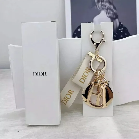 2025 Dior VIP Gift Key Ring / bag charm. Dior Gold and White. - Picture 2 of 4